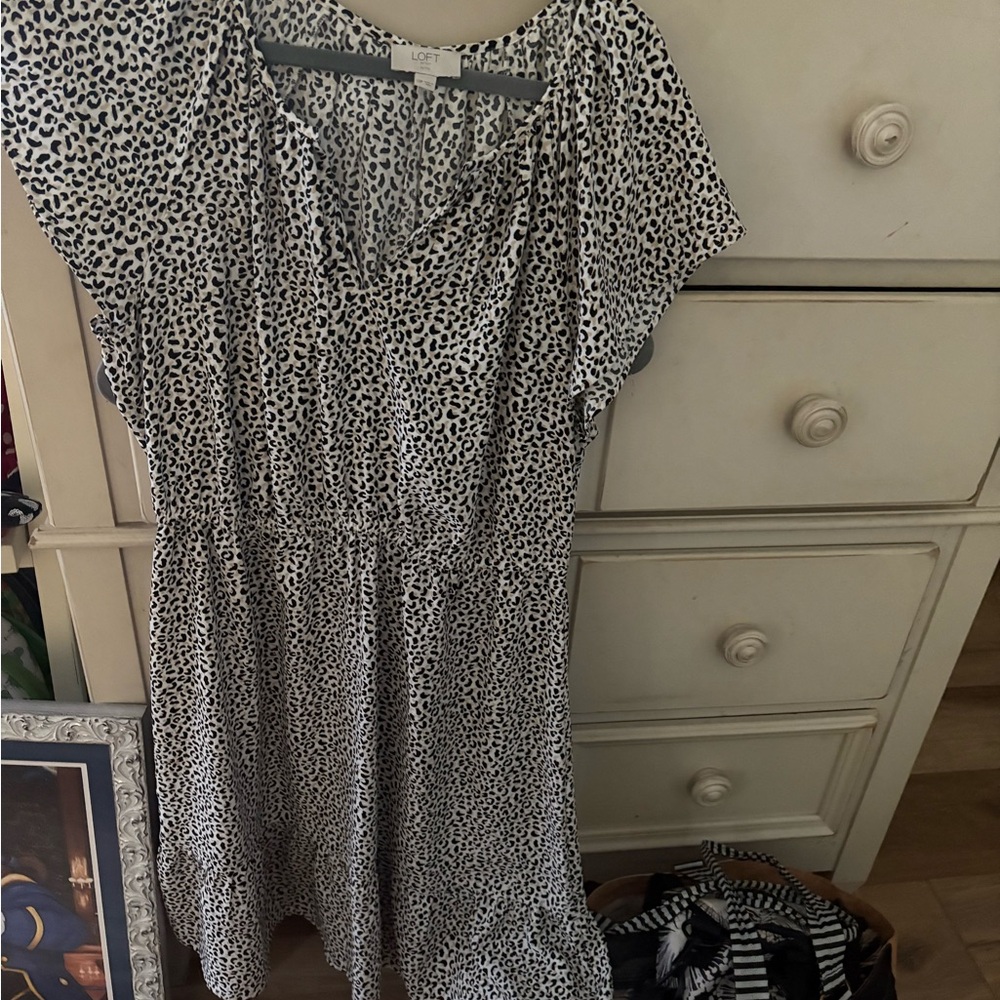LOFT Outlet Petite Leopard Print dress - Black & Cream - Picture 3 of 5